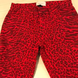 Current/Elliott Women's Red 'the Stiletto' Leopard Print Skinny Jeans Size 27